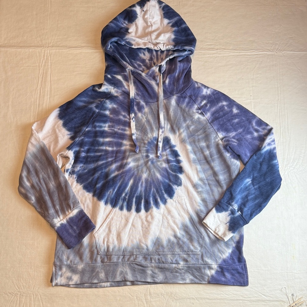 GreenTea Women's Violet Blue White Tie-Dye Hoodie Size XL